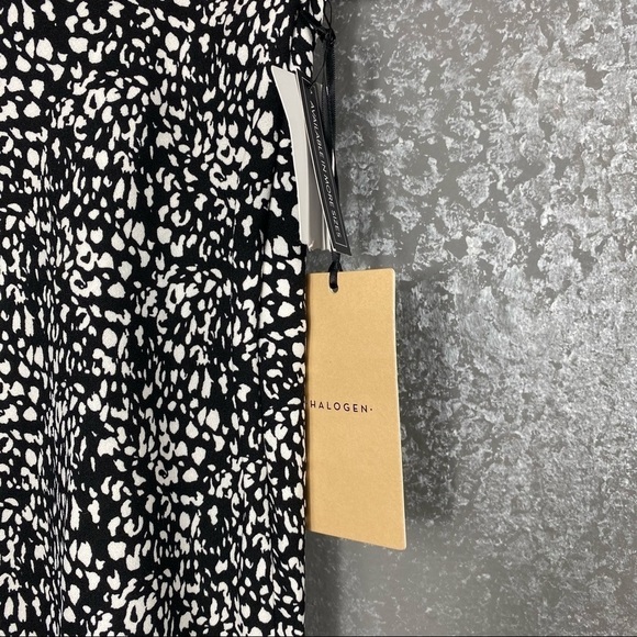 Halogen Bias Cut Midi Skirt. Black and White Leopard Dot. Flowy. Animal print - Picture 6 of 8